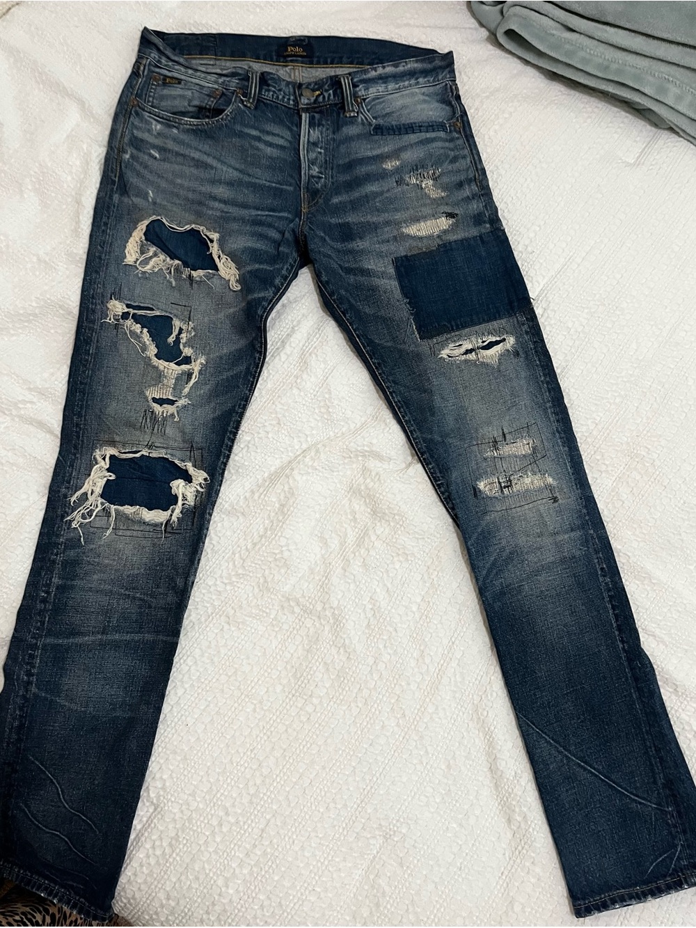 Polo by Ralph Lauren Men’s The Sullivan Slim Jeans Sz 32 x 34 Rugged Patchwork